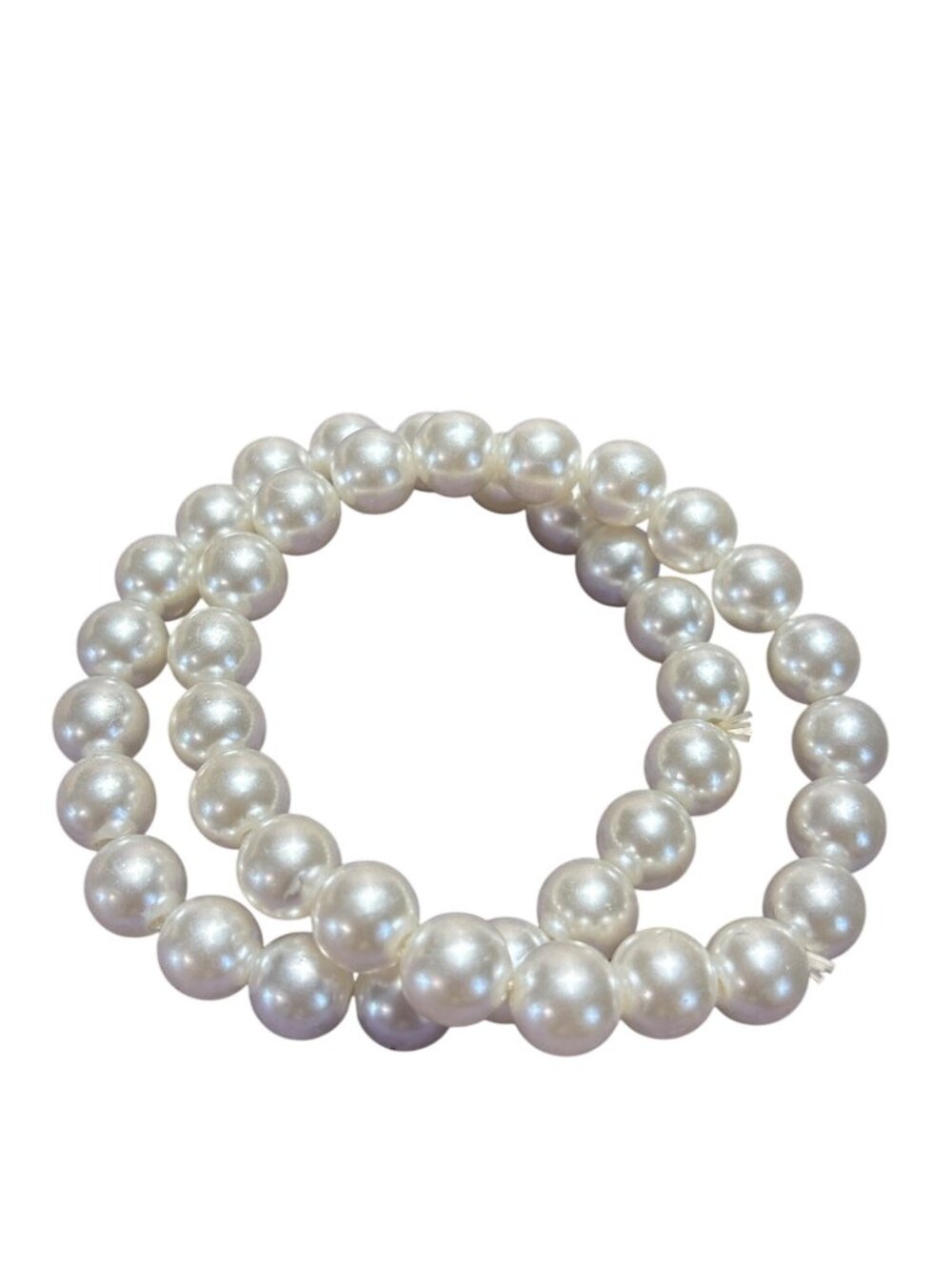 Set of 2 Plastic Faux Pearl Beaded Stretchy Bracelet 6.75 inches Unstretched